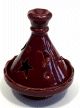 Mini tajine photophore décoratif marocain en poterie de couleur bordeaux émaillé et orné de ciselures Mini tajine photophore decoratif marocain en poterie de couleur bordeaux emaille et orne de ciselures