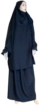 Jilbab reversible (satine/normal) deux pieces (Cape + Jupe evasee) - Taille S/M - Coloris noire