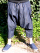 Pantalon sarouel jeans Noir Al-Haramayn Deluxe (Taille L) - Modele Cordon et poche avec fermeture zip
