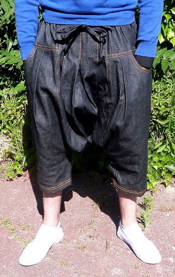 Pantalon sarouel jeans noir Al-Haramayn Deluxe (Taille M) - Modèle Cordon  et poche normale