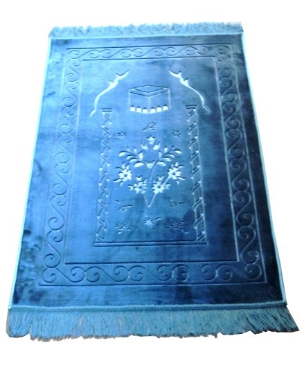 Grand tapis de luxe épais couleur bleu turquoise océan avec motifs discrets  - Objet de décoration ou oeuvre artisanale sur