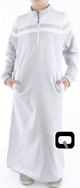 Qamis long classique enfant - Gris clair et blanc (3-16 ans)