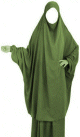 Jilbab adulte 2 pieces - Cape + Jupe evasee - Couleur vert kaki clair
