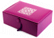 Boite/Coffret artisanal de luxe en cuir avec motifs brodés - Couleur mauve