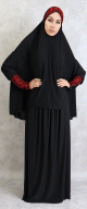 Ensemble de priere 2 pieces de couleur noire (Jupe et Cape) pour femme musulmane voilee