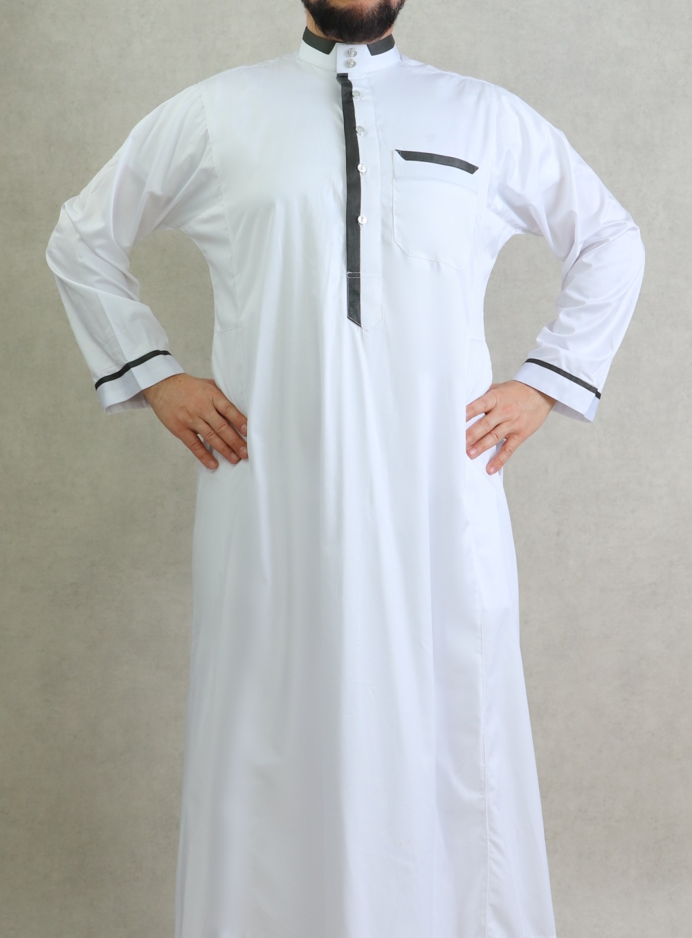 Qamis blanc de marque Al Haramain manches longues pour homme - Couleur  blanche - Prêt à porter et accessoires sur