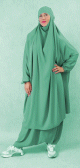 Ensemble Jilbab femme deux (2) pieces cape et sarouel (pantalon) - Couleur Vert emeraude