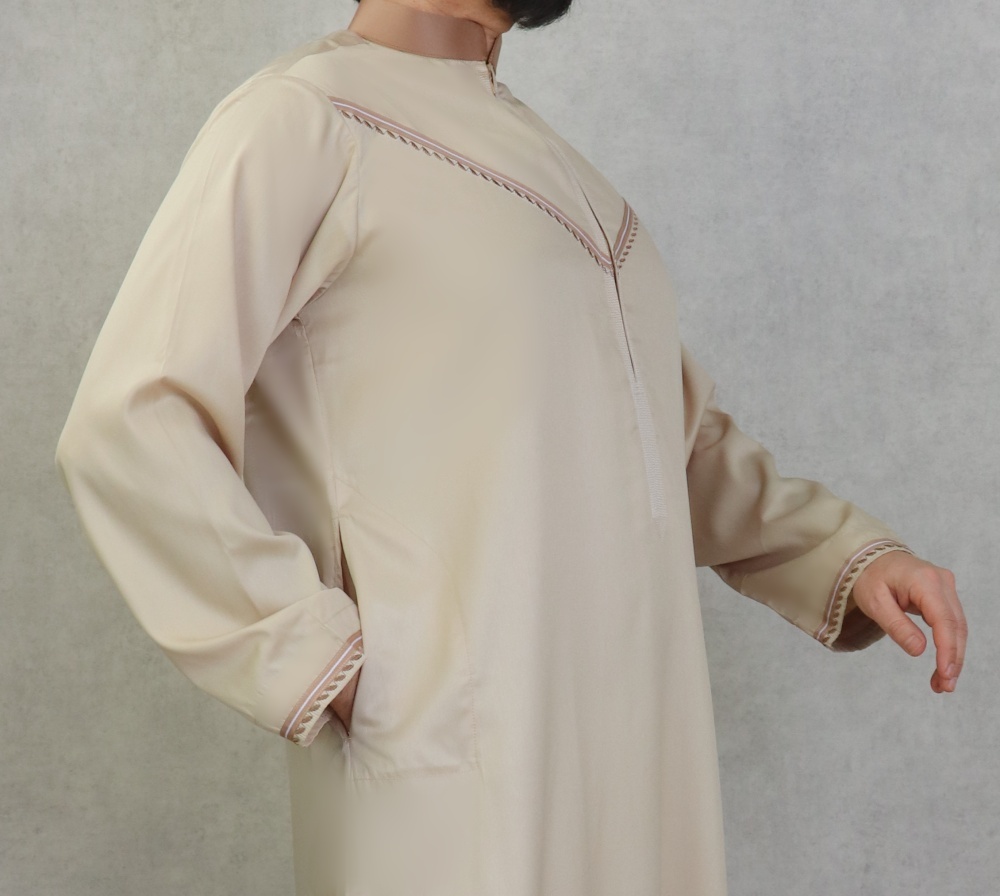 Qamis élégant de qualité supérieure couleur beige pour homme musulman -  Prêt à porter et accessoires
