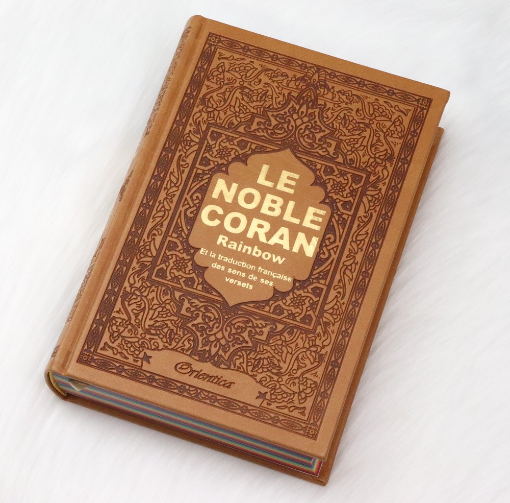 Le Saint Coran en langue arabe + Transcription (phonétique) et Traduction  des sens en français - Edition de luxe (Couverture en cuir dorée) - Très  grand format - Livre sur
