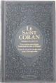 Le Saint Coran Rainbow (Arc-en-ciel) - Francais/arabe avec transcription phonetique - Edition de luxe - Couverture Cuir Grise doree