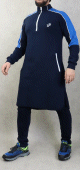 Qamis court Premium bicolore coton molletonne zippe de Marque Best Ummah - Couleur Bleu marine et bleu