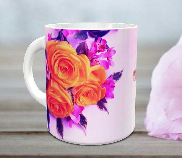 Grande tasse avec sa cuillère assortie de couleur rose - Mug personnalisable  (prénom, message, etc.) - Objet de décoration ou oeuvre artisanale sur