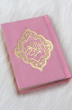 Le Coran format de poche couverture cartonnee en daim de luxe avec dorure (7 x 10 cm) - Couleur Rose clair