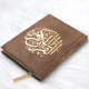 Le Coran couverture rigide de luxe couverture en daim doree (10 x 14 cm) - Couleur Marron -