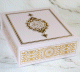 Grande boite cadeau rigide avec fermeture magnetique et inscription "Le Saint Coran" - Rose clair dore