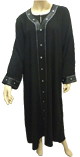 Abaya noire "Hanifa" avec bandes brillantes et motifs fleurs