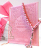 Coffret Cadeau pour femme - Pack Saint Coran (francais-arabe-phonetique) et Chapelet "Sebha" de luxe rose pale assortis