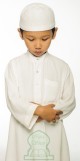 Qamis blanc pour enfants (Kamis manches longues pour garcon musulman avec deux poches laterales)